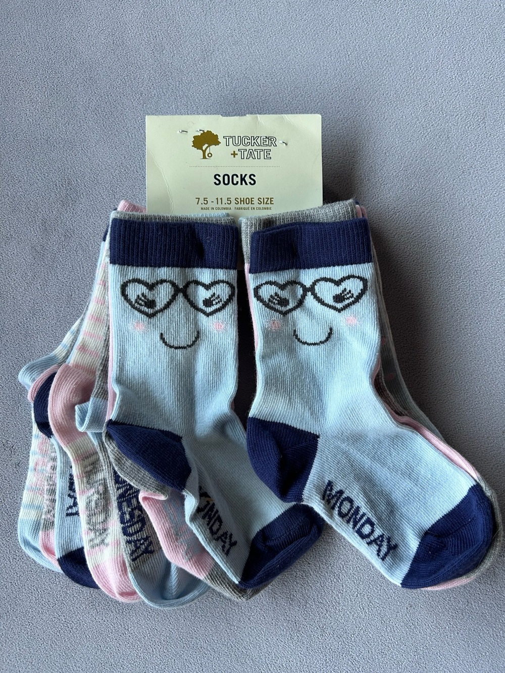 Tucker + Tate ~ 7 Pair ~ Days of the Week Socks ~ Shoe Size 7.5 - 11.5
